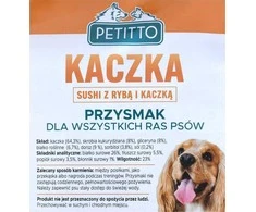 PETITTO Sušiai su žuvimi ir antiena - skanėstas šuniui - 500g