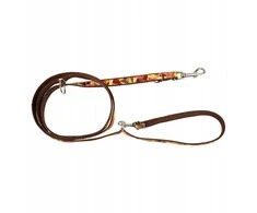 Pets Collection Šuns pavadėlis, rudens raštas, reguliuojamas, juostinis, 16 mm / 220 cm rudas