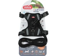 ZOLUX šunų petnešų ir pavadėlio rinkinys CLIP&amp;GO XS, juodas