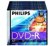 1x10 Philips DVD-R 4,7GB 16x SL