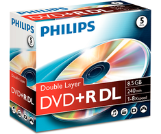 1x5 Philips DVD+R 8,5GB DL 8x JC