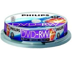 1x10 Philips DVD-RW 4,7GB 4x SP