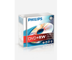 1x5 Philips DVD+RW 4,7GB 4x JC