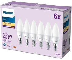 Philips LED classic Lampa 40W E14 Świeca Ciepłe 470lm matinė 6 vnt. P