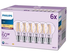 Philips LED klasikinė lempa 60W E27 šiltai balta 806lm matinė 6 vnt. pakuotėje
