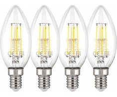„Philips“ LED lempos E14, 4 vnt. pakuotėje, 40 W, 2700 K, žvakės formos, su kaitrinėmis lemputėmis