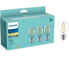„Philips“ LED lempos E27, 3 vnt., 75 W, 2700 K, su gijomis