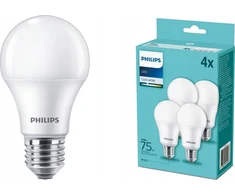 Philips LED Lamp E27 4-Pack 75W 4000K
