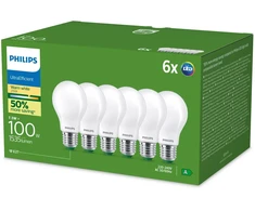 „Philips“ itin efektyvi LED lemputė E27 | A60 | 7,3 W = 100 W | 2700 K, šilta | 6 vnt.