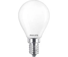 LED lemputė Philips P45, 4.3W, E14, 2700K, 470lm, matinė