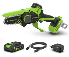 Šakų genėjimo grandininis pjūklas Greenworks CS1032GA2; 24 V; 10 cm; 1x2,0 Ah akum.