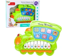 Lean Toys Mokomasis pianinas vaikams žalias lokomotyvas