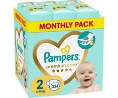 Sauskelnės Pampers Premium Care Tape, 2 dydis, 4–8 kg, 224 vnt.