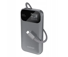 Dudao K31 10000 mAh 22.5W PD Powerbank su integruotu kabeliu – pilkos spalvos