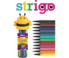 Strigo flomasteriai ir pieštukai, 12 spalvų, rinkinys su dėklu