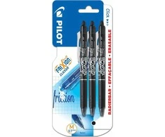Pilot Pen Pilot FriXion Ball Clicker Tušinukai, vidutinio galiuko 0,7 mm, juoda, 3 vnt.