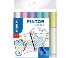 Pilot Pen Pilot - Pintor žymeklis, ploni pasteliniai mišiniai, 6 spalvos (vidutinio storio galiukas)