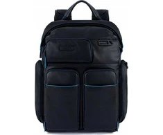 Piquadro, Mėlyna Square, Leather, Leather Backpack, Juodas, CA5573B2V, Unisex, Size L