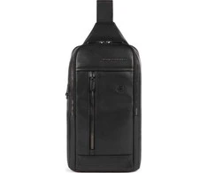 Piquadro, Monospalla, Leather, Leather Backpack, Juodas, Mono Sling, For Men, 19 x 32 x 8 cm