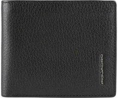 Piquadro, Piquadro, Leather Wallet, With Zipped Coin Pocket, Juodas, For Men