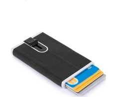 Piquadro, Juodas Square, Odinis vizitinių kortelių dėklas, Kvadratinė slankiojanti sistema, PP4825B3R-N, Juodas, Vyrams