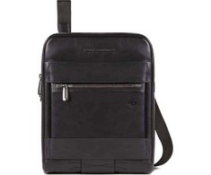 Piquadro, Obidos, Small, Leather Crossbody Bag, Juodas, 22 x 28 x 5 cm, For Men