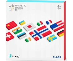 Magnetiniai kūrybiniai PIXIO FLAGS kaladėlės mokymuisi apie pasaulio vėliavas, vaikams nuo 6 metų