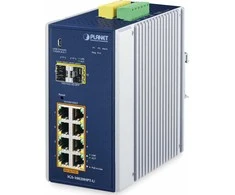 Šakotuvas PLANET DIN-Rail L2+/L3 valdomas valdomas L2+ gigabito Ethernet (10/100/1000) Maitinimas per Ethernet (PoE) Aliuminio, Mėlyna