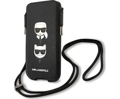 Karl Lagerfeld krepšys 6,1" dėklas Saffiano Ikonik Karl&amp;Choupette Head (KLHCP12MOPHKCK) juodos spalvos