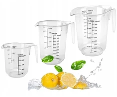 Ravi Decor PLAST Rinkinys virtuviniai ąsočiai su matavimo puodeliu 0,25 l 0,5 l 1 l / 3 vnt.