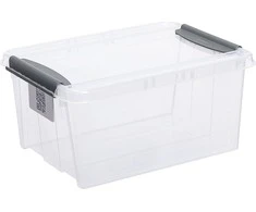Plastikinė dėžė fiksuojamu dangčiu Pro Box Plast Team 14L permatoma