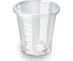 Plastikinis vienkartinis puodelis, Ø45 × H45 mm, 30 ml, biologiškai suyrantis, PLA, skaidrus, 30 pakuočių po 100 vnt. / dėžėje