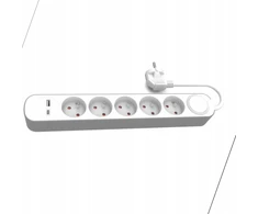 Plastrol 5 fiksuoti ilgintuvai su jungikliu ir USB A USB C lizdais 1,5 m PS-570WS+USBA+USBC/1.5 E W-30003