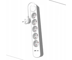 Plastrol 5 fiksuoti ilgintuvai su jungikliu ir USB A USB C lizdais 1,5 m PS-570WS+USBA+USBC/1.5 E W-30003