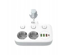 Plastrol Dvigubas kabelių skirstytuvas su atskirais jungikliais + USB R-273SWS/CA
