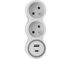 Plastrol dvigubas tinklo skirstytuvas + USB-A + USB-C