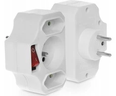 Plastrol Kištuko skirstytuvas su jungikliu 1 lizdas be + 2 x Euro baltas R-12WS-B