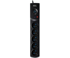 KEL Plastrol Listwa zasilająca przeciwprzepięciowa 5-gniazd 3M juoda 10A 2300W W-100038