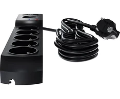 KEL Plastrol Listwa zasilająca przeciwprzepięciowa 5-gniazd + 2 x USB 5M juoda 10A 2300W W-100045