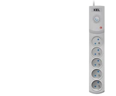 KEL Plastrol Przedłużacz przeciwprzepięciowy professional 5 gniazd 5m 10A 230V 2300W pilka W-100036