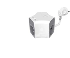 Plastrol 3 fiksuoti prailginimo laidai su jungikliu ir USB A USB C lizdais, 2 m, PS-370WS/K+USBA+USBC/2 E W-30019