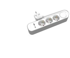 Plastrol 3 fiksuoti prailgintuvai su jungikliu ir USB A USB C lizdais 1,5 m schuko PS-370SWS+USBA+USBC/1.5 E W-30006
