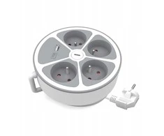 Plastrol 4 fiksuoti prailgintuvai su jungikliu ir USB A USB C lizdais, 2 m, PS-470WS/O+USBA+USBC/2 E W-30016