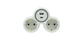 Plastrol Rozgałęźnik dwukrotny 2x gniazdo wtyczkowe su/u schuko 1xUSB A 1xUSB C R-21WS/S/B W-72010