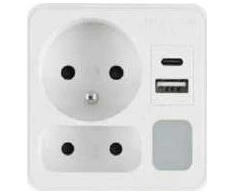 PLASTROL DVIGUBAS ŠAKOTUVAS SU LEMPUTE 1x USB + 1x USB C
