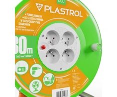 Plastrol Standartinis linijos būgno prailginimo laidas 30m H05V-F 3x1.5 4xGS 16A oranžinė (W-98949)