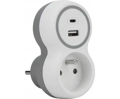 Plastrol Vieno prievado tinklo skirstytuvas + USB-A + USB-C