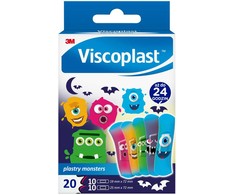 VISCOPLAST Monsters vaikiški pleistrai, 2 dydžiai, 20 vnt., dėžutė