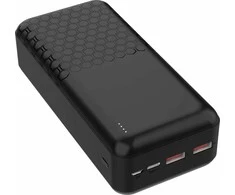 Išorinė baterija POWER BANK Platinet 30000mAh (2xUSB; 1xType-C; QC3.0 22.5W) juoda