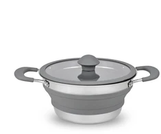 Platinet PLATINET SILICONE FOLDABLE CAMPING COOKING POT Puodas SILIKONOWY sulankstomas KEMPINGOWY 1,5 L Pilkas [46297]